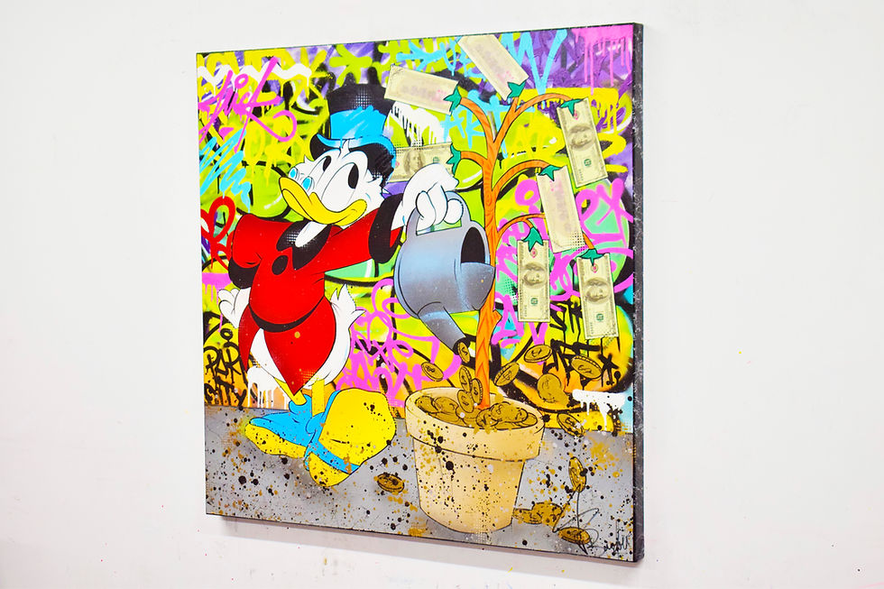 Miniature : Tableau Picsou multicolore Street Art design. Peinture Pop Art Disney moderne avec Uncle Scrooge McDuck. Toile contemporaine