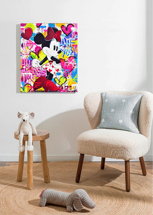 achetez tableau minnie contemporain chambre enfant street art signée et certifiée