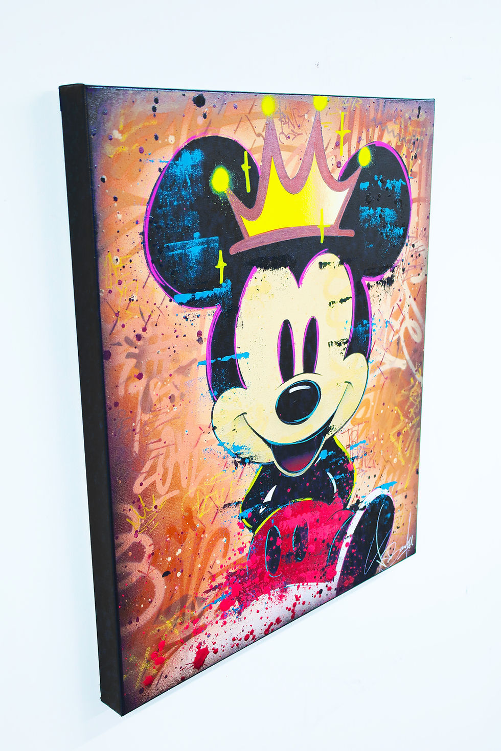 Thumbnail: Peinture moderne sur toile de Mickey Mouse en graffiti et bande dessinée œuvre originale de Vincent Bardou artiste contempora
