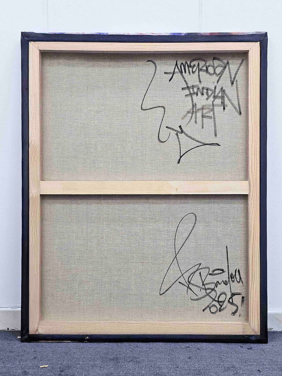 Thumbnail: Tableau Indien street art multicolore, portrait d’enfant par Vincent Bardou, œuvre unique contemporaine.