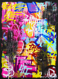 tableau street art multicolore artiste vincent bardou déco murale design galerie d'art en ligne