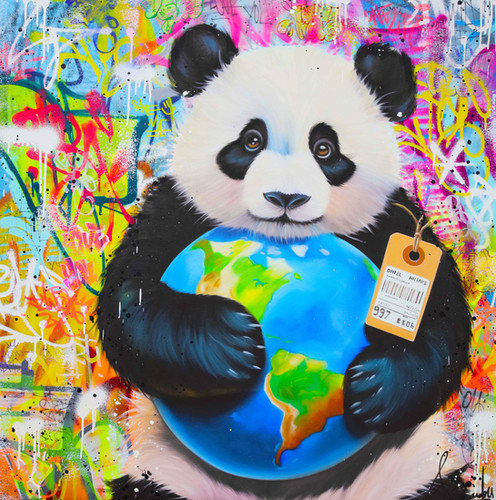 Original Cute Panda Painting Pop Art Realistic - Unique Street Art