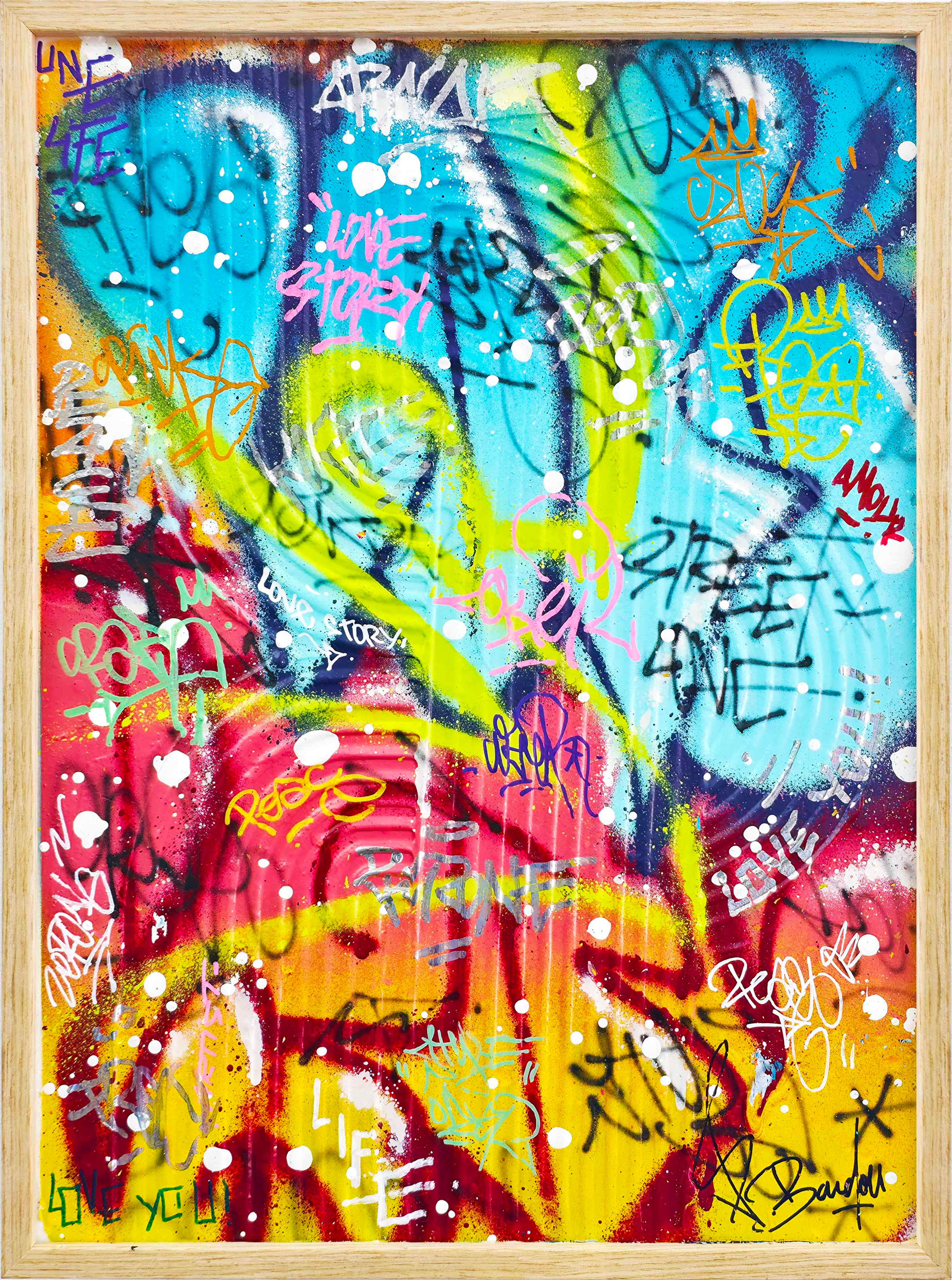 Tableau street art contemporain inspiré du graffiti urbain moderne artiste Vincent Bardou