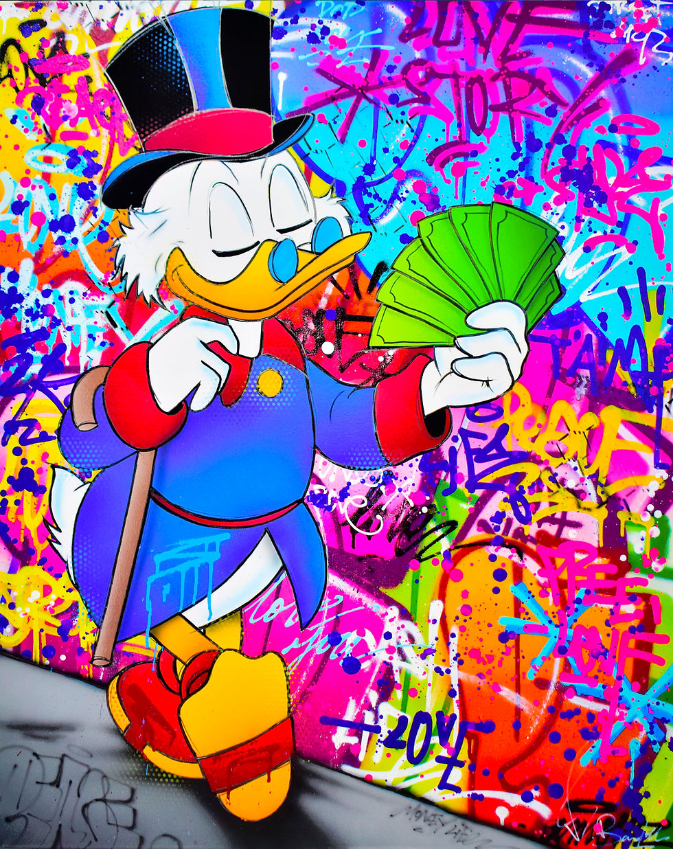 tableau picsou pop art coloré peinture scrooge mcduck street art de l'artiste vincent bardou