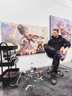 tableau violoniste abstrait coloré déco murale design gallerie d'art artiste vincent bardo