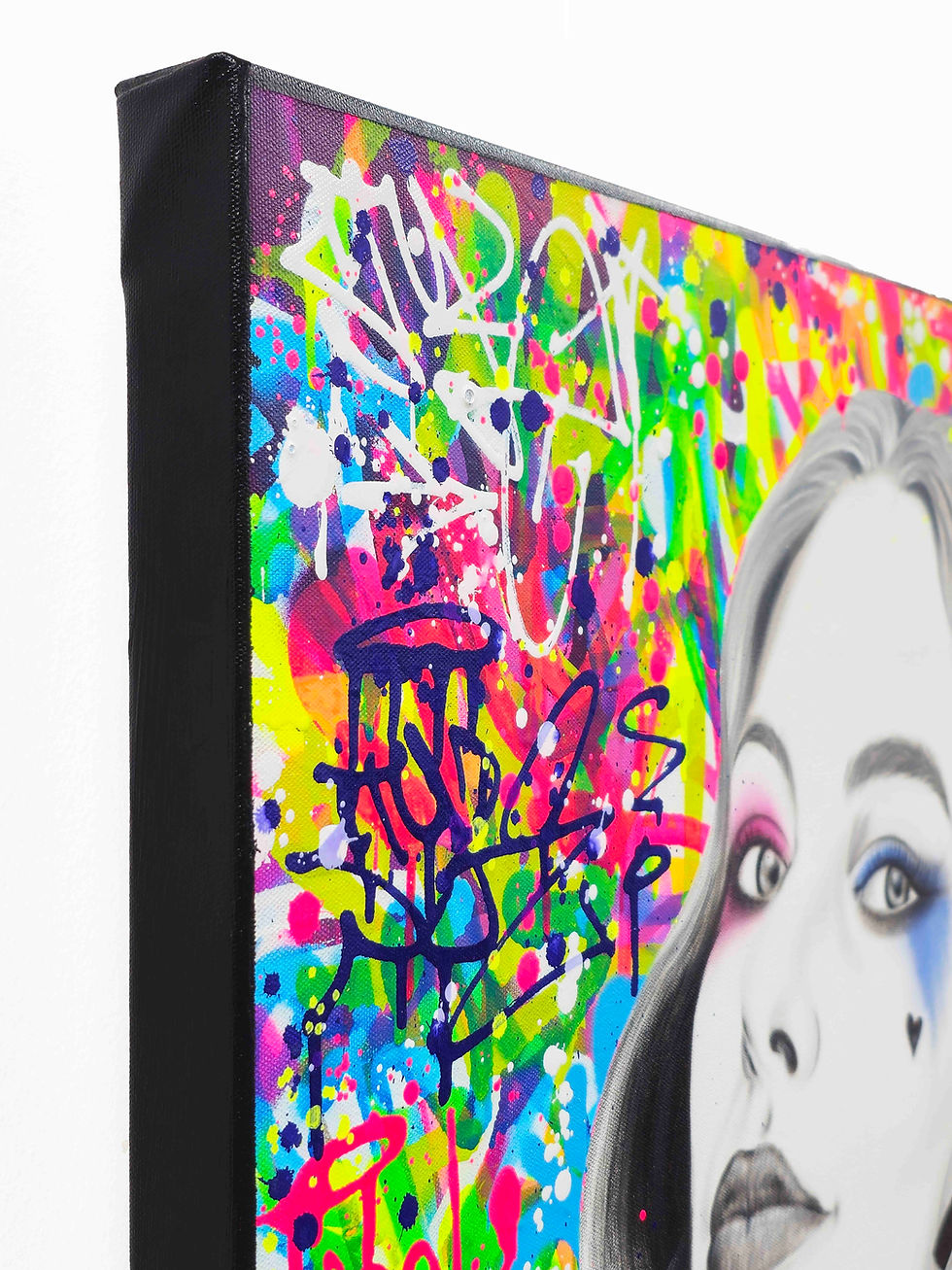 Miniaturbild: Tableau Harley Quinn DC Comics portrait pop art graffiti street art peinture originale sur toile œuvre de collection