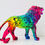 Miniaturbild: Lion déco design en résine, couleurs vives façon street art. Statue contemporaine de Vincent Bardou, parfaite pour un intérie