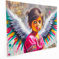 tableau portrait enfant street art multicolore cadre ange déco moderne artiste vincent bardou galerie d'art en ligne