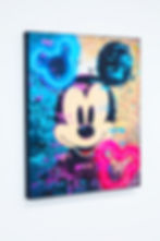 Tableau original sur toile de Mickey Mouse en néon pop art et graffiti par Vincent Bardou parfait pour une déco murale enfant