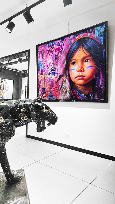 tableau indienne pop art multicolore art déco moderne galerie bartoux artiste vincent bard