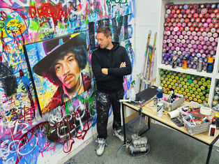 Nouvelle peinture fusionnant Pop Art et Street Art du Guitariste Jimi Hendrix By Vincent Bardou