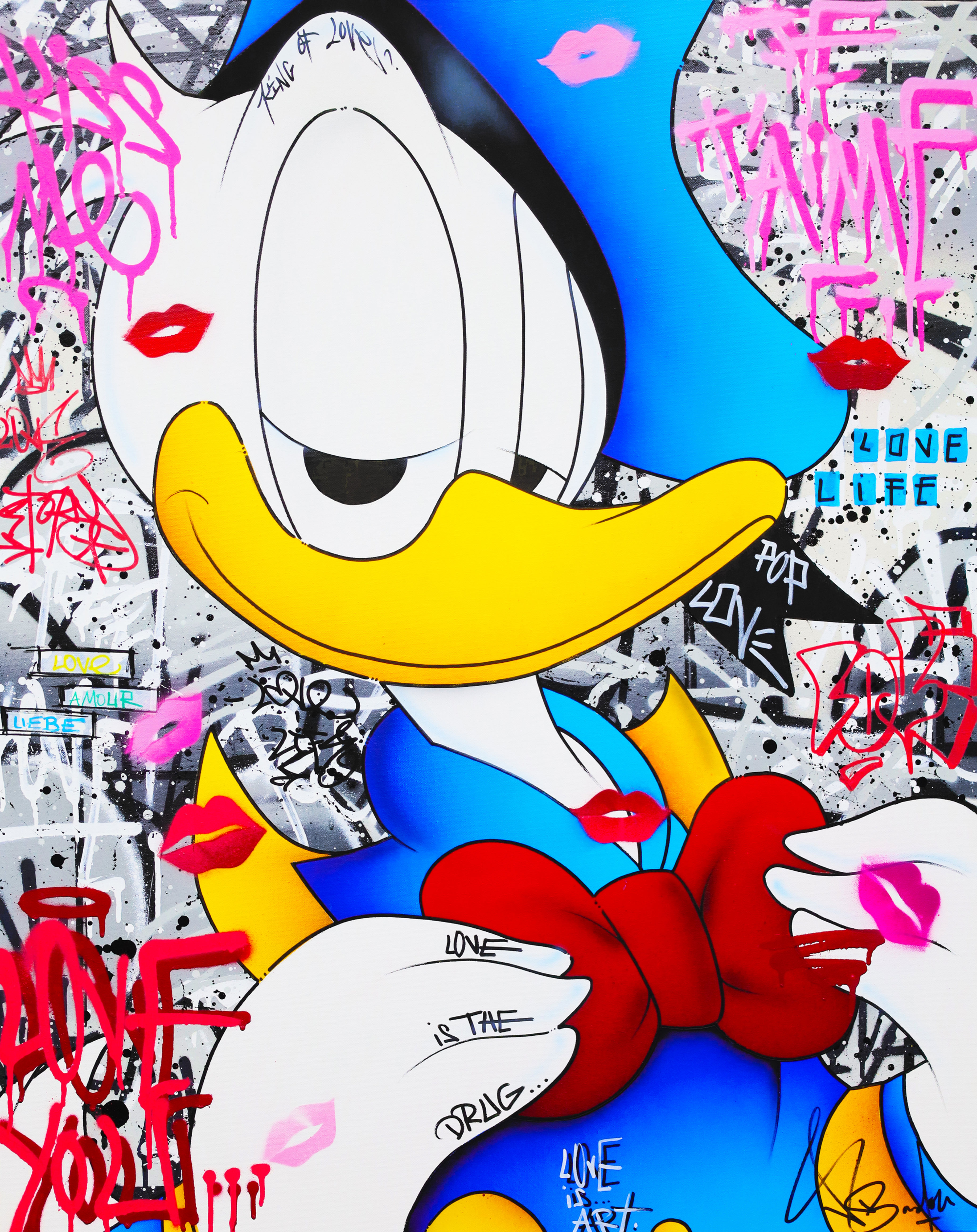 Découvrez le tableau Pop Art Donald Duck signé Vincent Bardou, une œuvre street art moderne inspirée de Walt Disney et de la