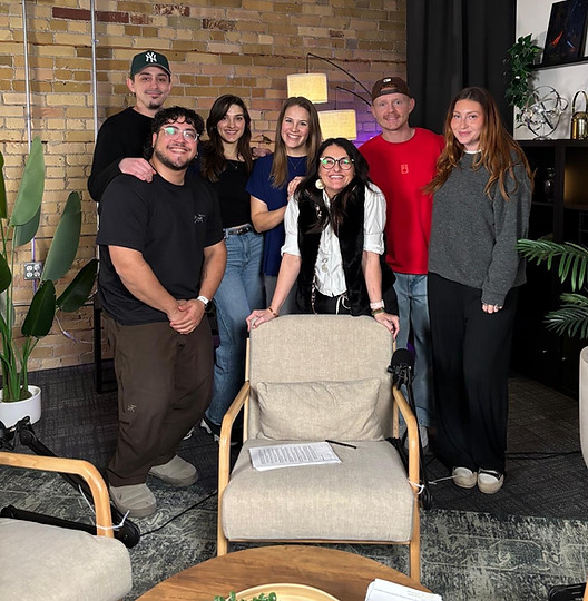 Production team filming and editing an episode of The Sixth Suite podcast