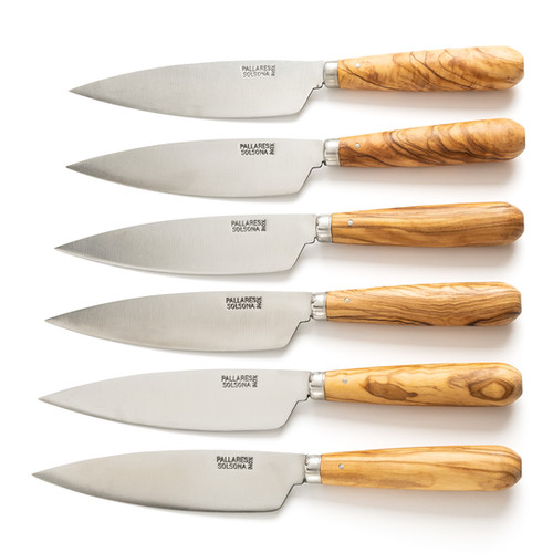 6 stainless steel table / steak knives 13cm with olivewood handles | Pallares Solsona