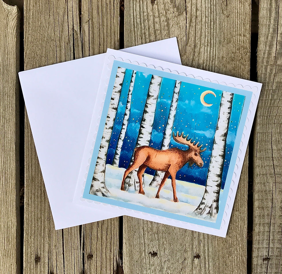 5.5 x 5.5 Scalloped Moose in Aspens Greeting Card with Envelope