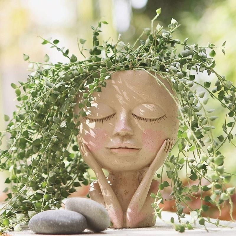 Thumbnail: Art Statue Sculpture Potted Vase Flower Pot Decoration Ornament Hand-painted 