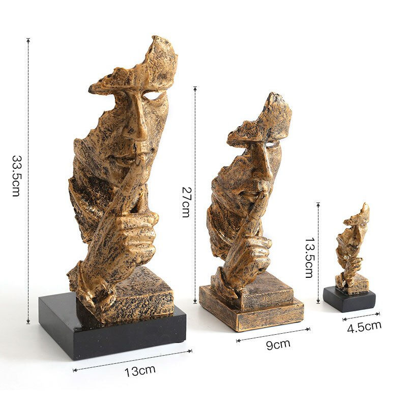 Thumbnail: Resin Sculpture Nordic Home Decoration Silence Is Gold Statue 