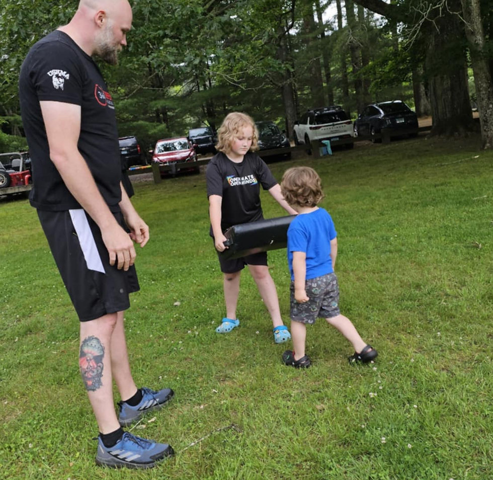 Evelyn & Anders with Kyle at the Father's Day Class!