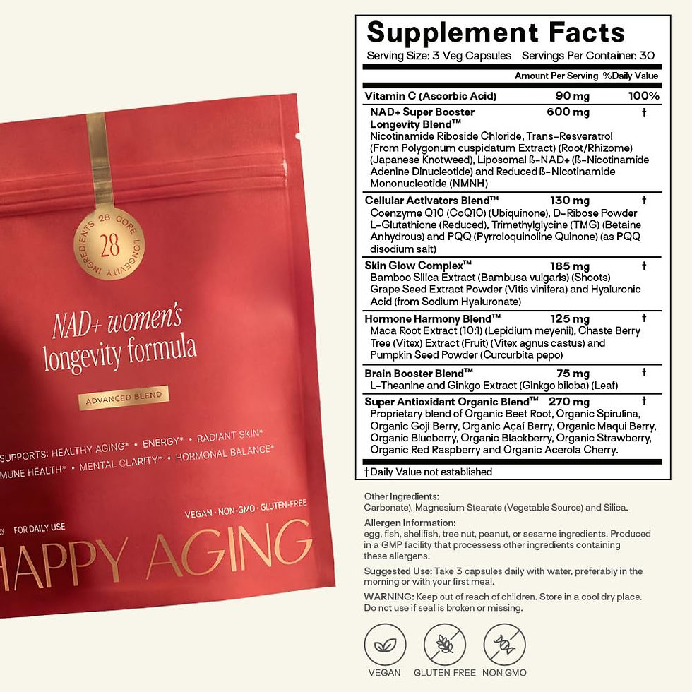Thumbnail: Happy Aging NAD+ Supplement for Women | NAD Booster with NMN, NMNH, NR, Resve...
