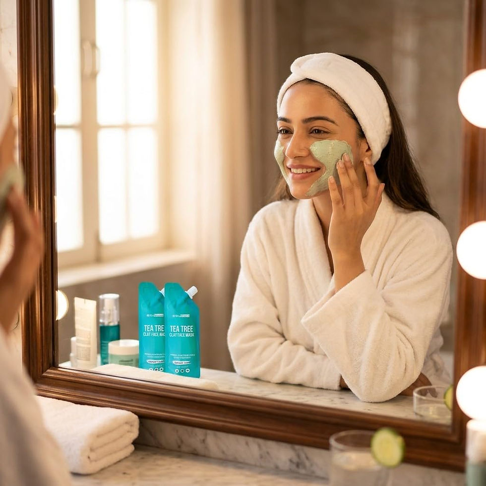 Thumbnail: BioMiracle Tea Tree Clay Face Mask 2 Pack - Deep Pore Cleansing Detox Mask wi...
