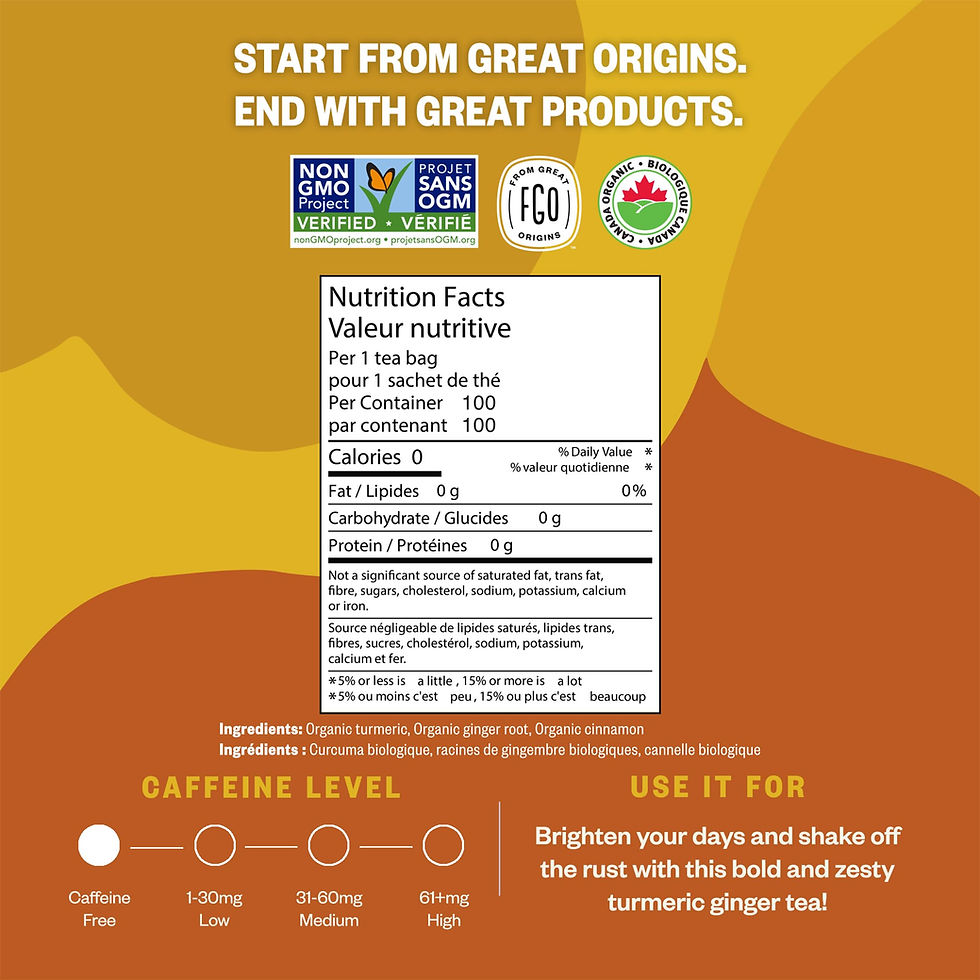 Thumbnail: FGO Organic Turmeric Ginger Tea, Eco-Conscious Tea Bags, 100 Count, Packaging...