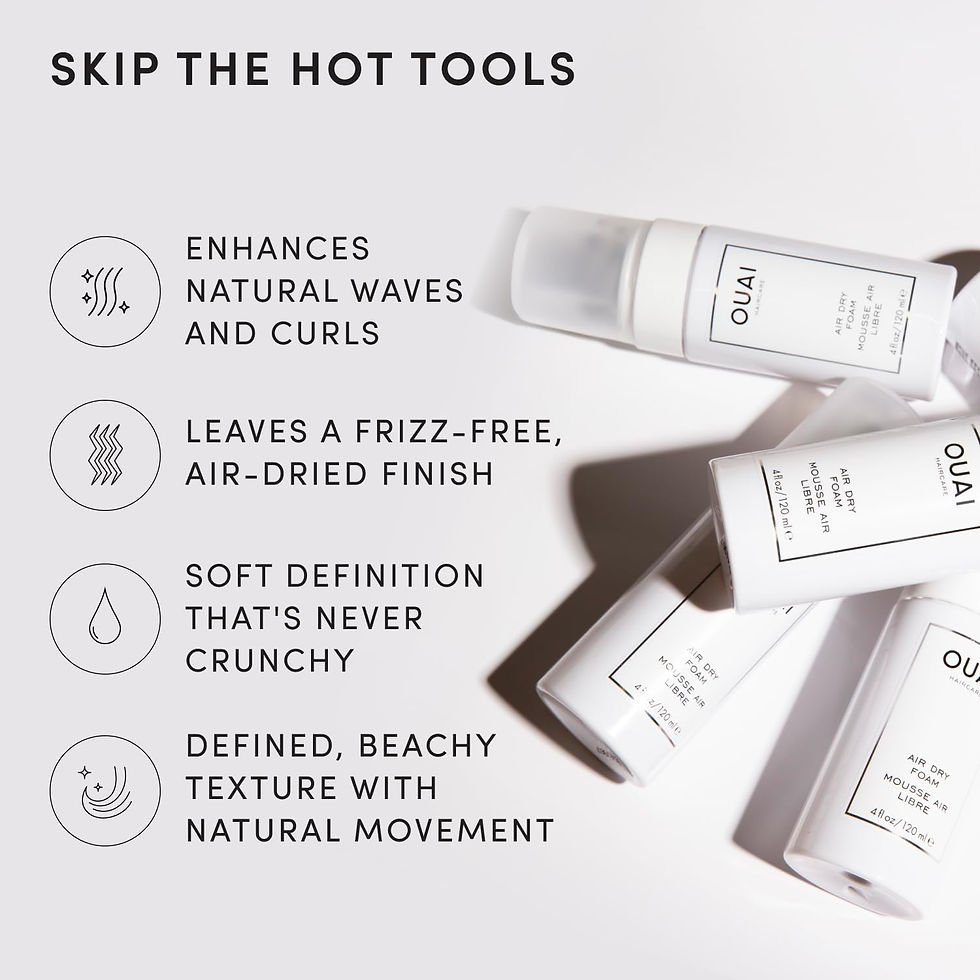 Thumbnail: OUAI Air Dry Foam - Hair Mousse for Curly Hair & Beach Waves - Conditioning &...