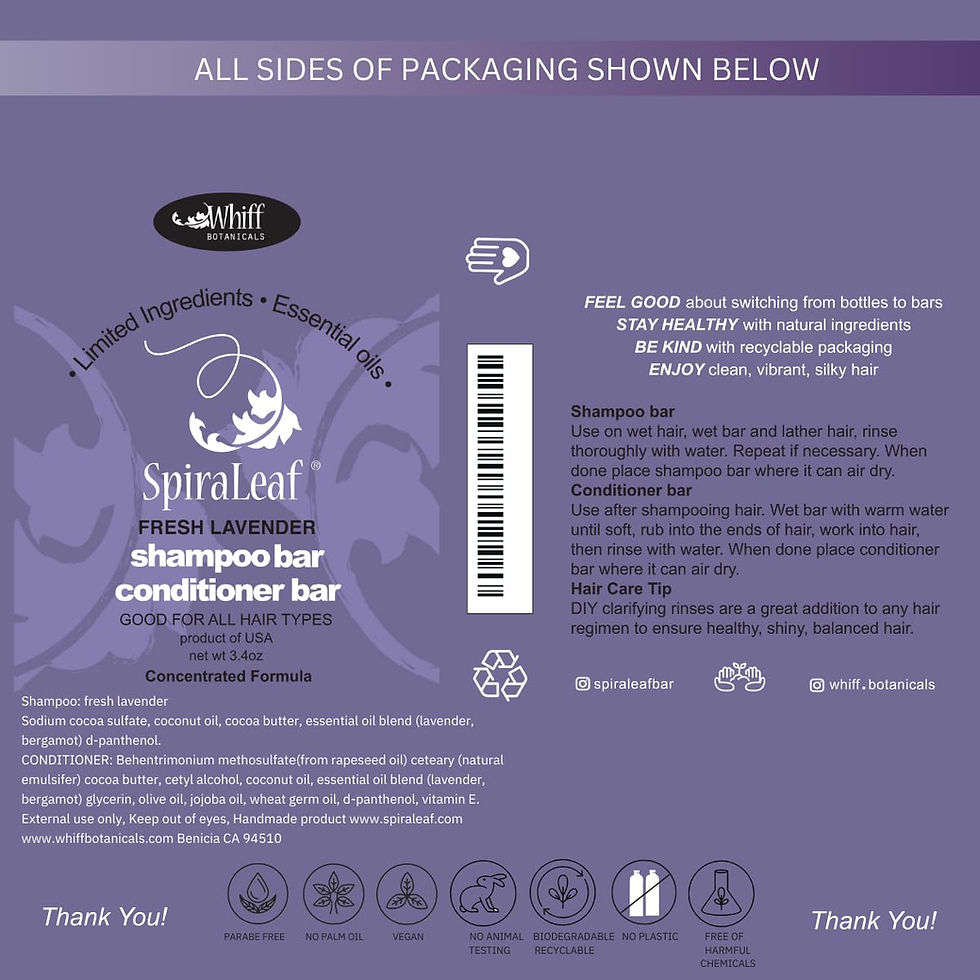 Thumbnail: SPIRALEAF Solid Shampoo Bar & Conditioner Bar Set, FRESH LAVENDER Essential O...