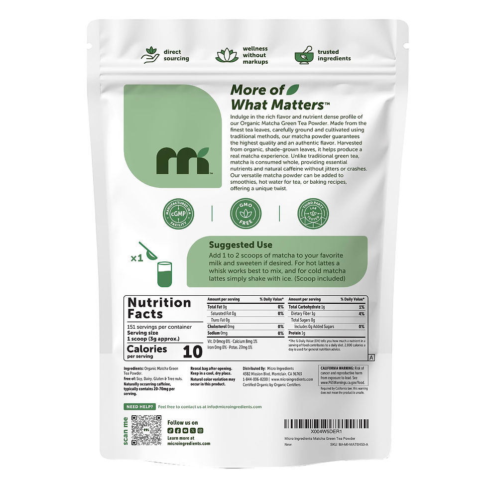 Thumbnail: Micro Ingredients Organic Matcha Green Tea Powder, First Harvest, Culinary Gr...