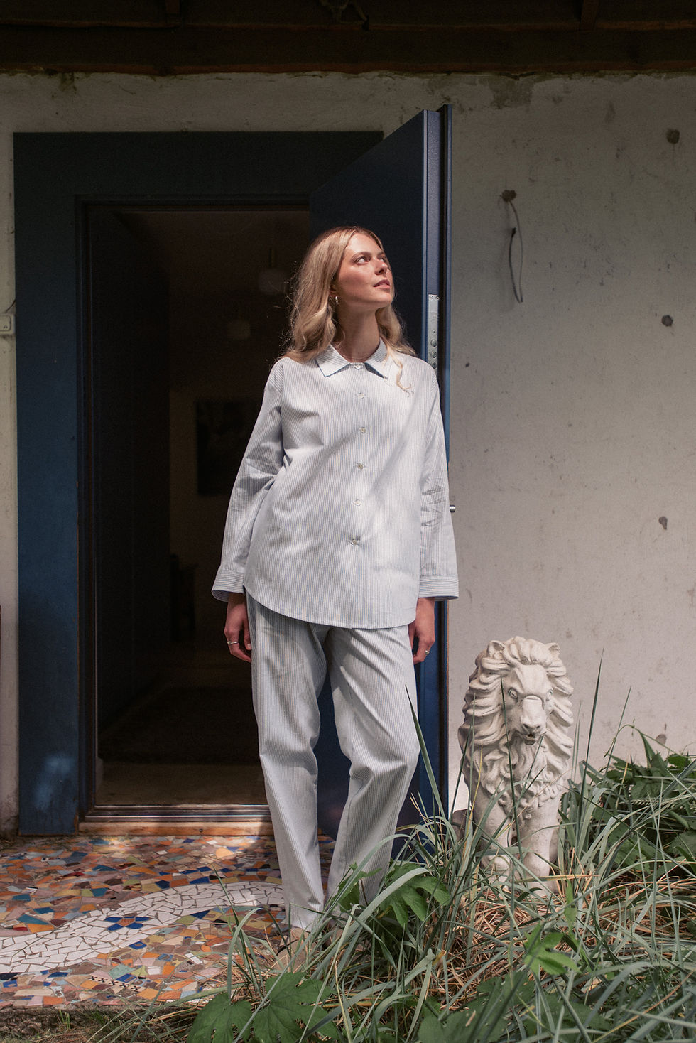Thumbnail: Striped Cotton Pajama Set with Pants - Ida Shirt and Luna Pants