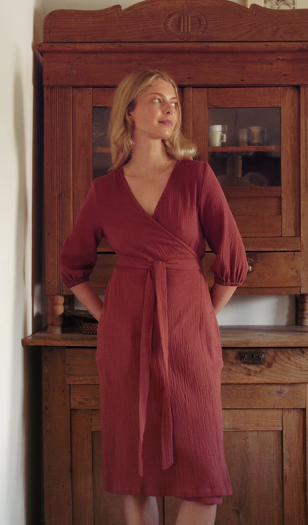 Thumbnail: Cotton Wrap Dress - Anna
