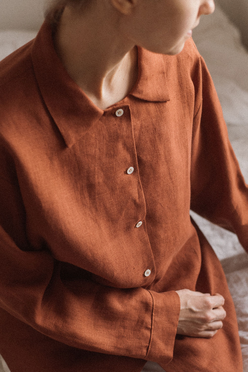 Thumbnail: Linen Lounge Set with Pants - Ida Shirt and Eva Pants
