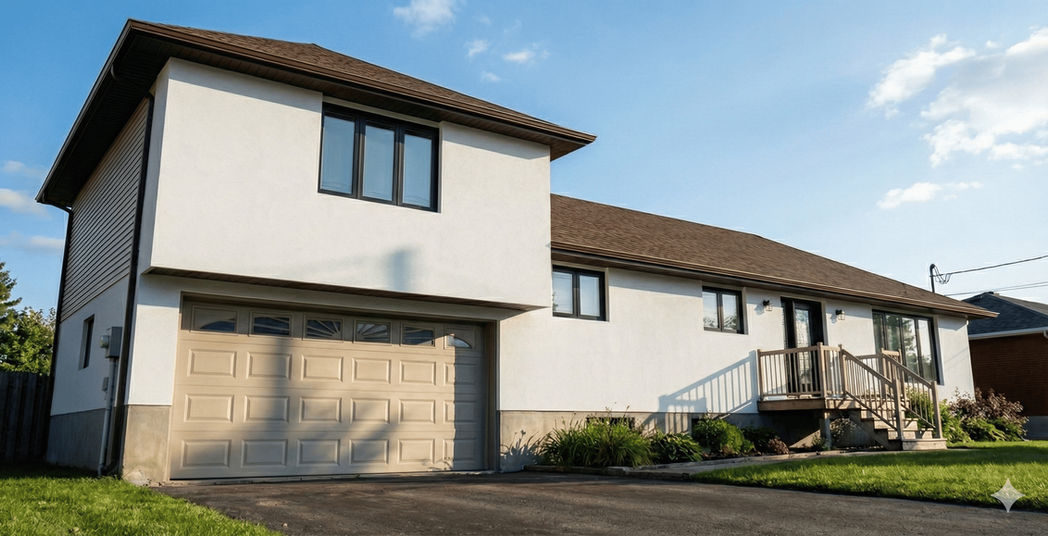 Side view rendering of proposed garage addition at Deanhome Road Mississauga