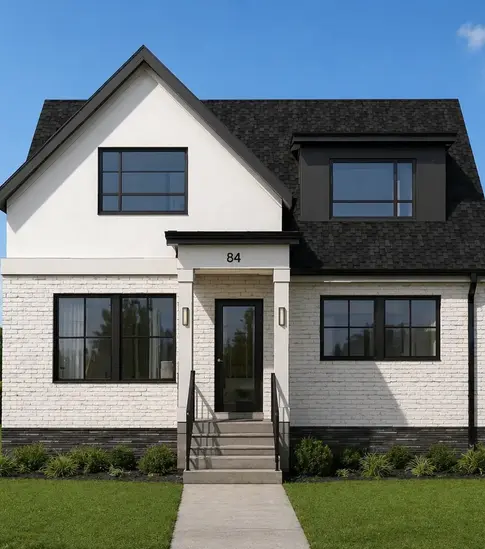 Alternate front exterior design for a second-floor home addition