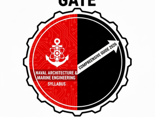 GATE logo split in red and black. Text: Naval Architecture & Marine Engineering Syllabus, Comprehensive Guide 2026. "Unlock Success. Navigate Your Future."