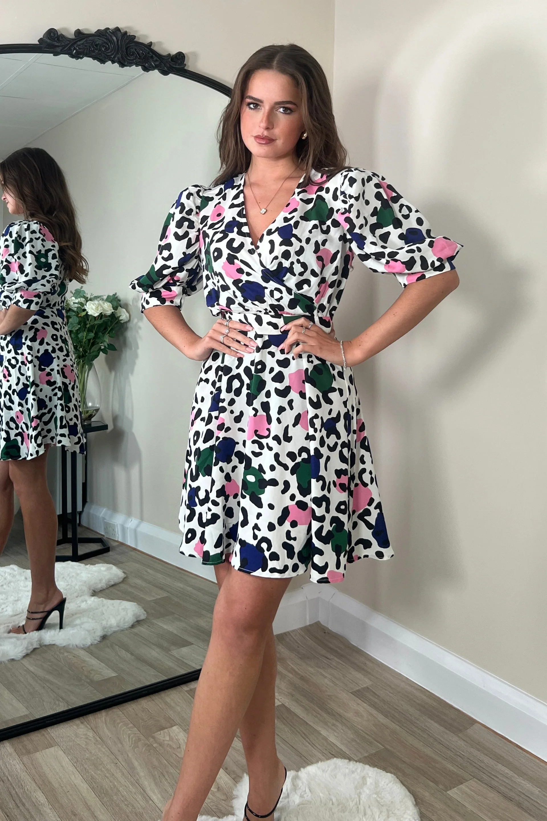 Mixed Leopard Print Skater Mini Dress Leopard Lovers