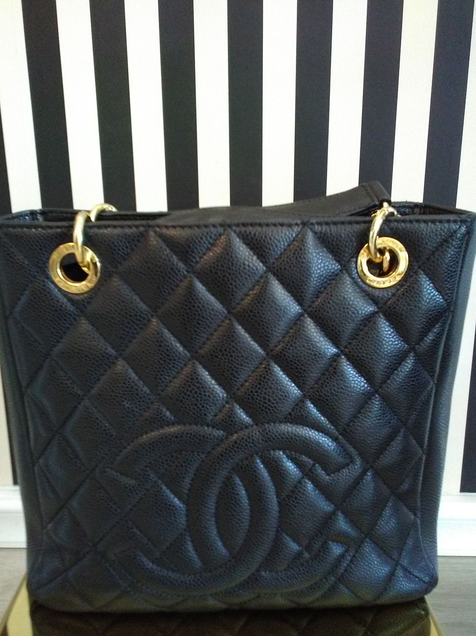 Thumbnail: Chanel PST Caviar tote bag used bag