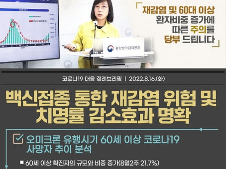 재감염 및 60대 이상 환자 비중 증가 따른 주의 당부