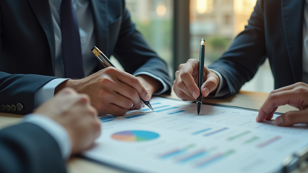 Close-up view of a financial advisor discussing investment options with a client