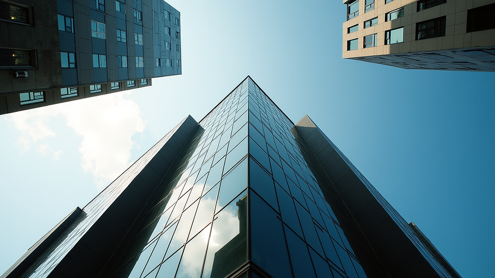 Eye-level view of a modern office building in Nairobi