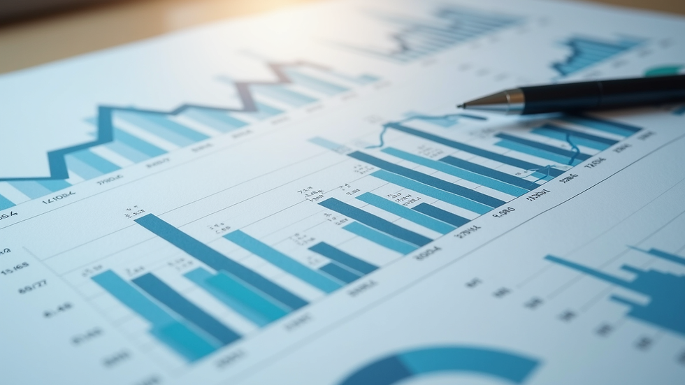 Close-up view of diversified investment portfolio charts and graphs