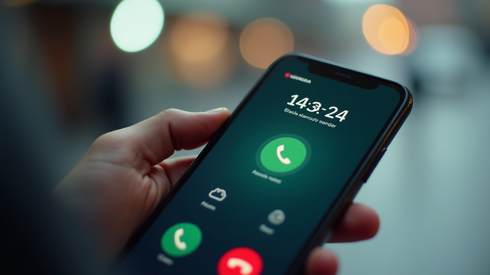 Close-up view of a smartphone displaying a call screen with Gibeka contact number