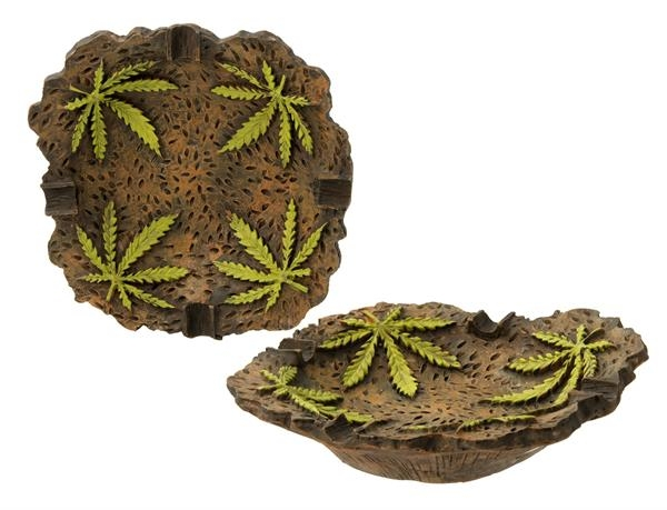 Aschenbecher rund "Marihuana Green Leaves" (Smoking High)