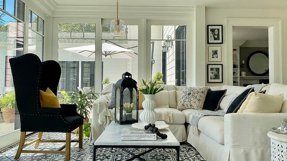 Beautiful light filled sunroom design by SSDesignHub at RockHavenFarm.