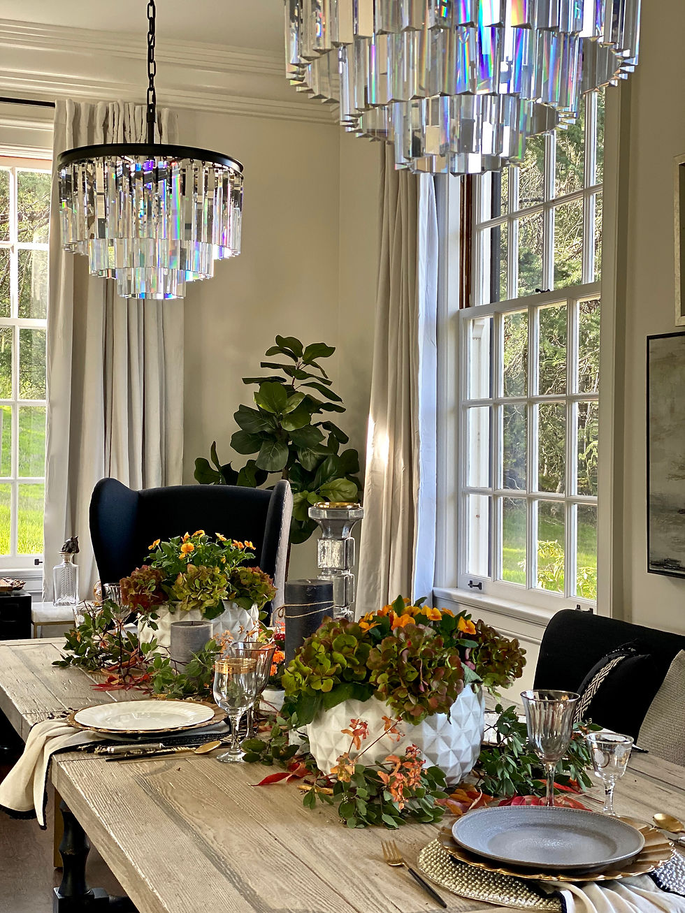 Fall table scape; holiday decorating.