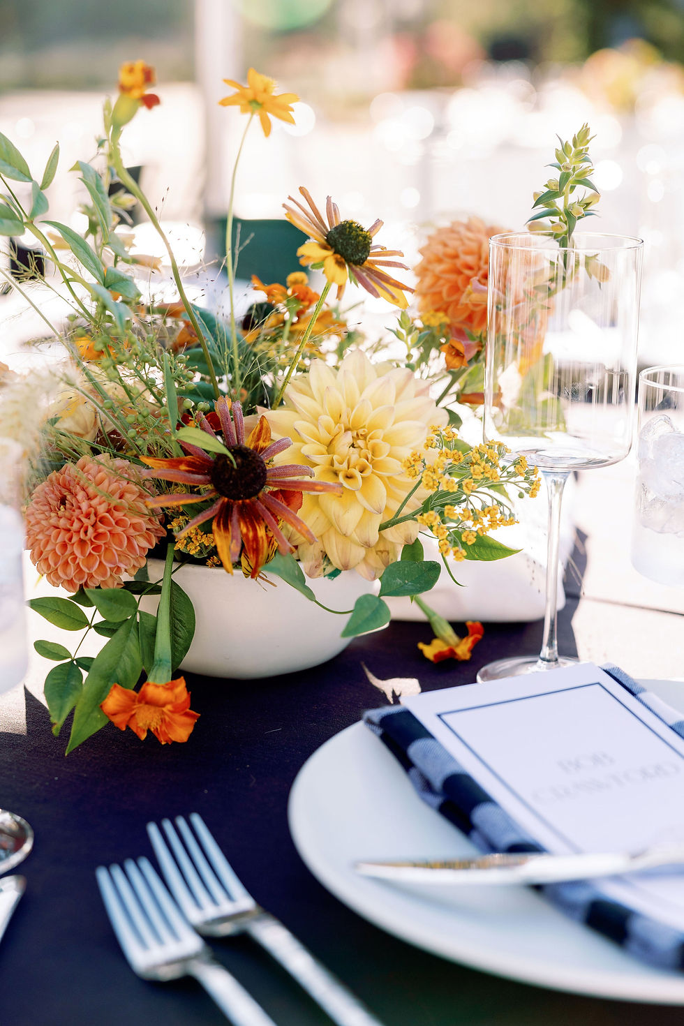 Beautiful floral centerpiece by Gather & Kin for Rock Haven Farm, Santa Rosa. CA