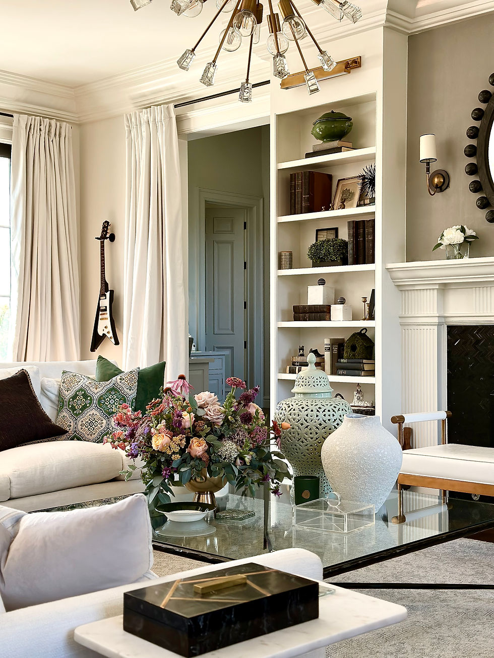 Beautiful neutral living room in Mrs. Colonial at Rock Haven Farm, Santa Rosa, CA