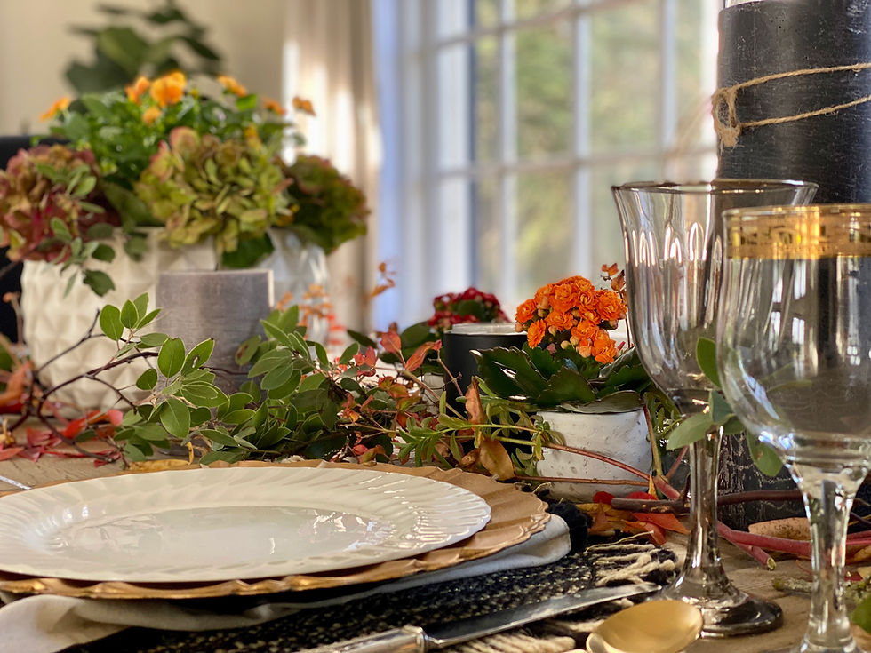 Mixed metal table settings.