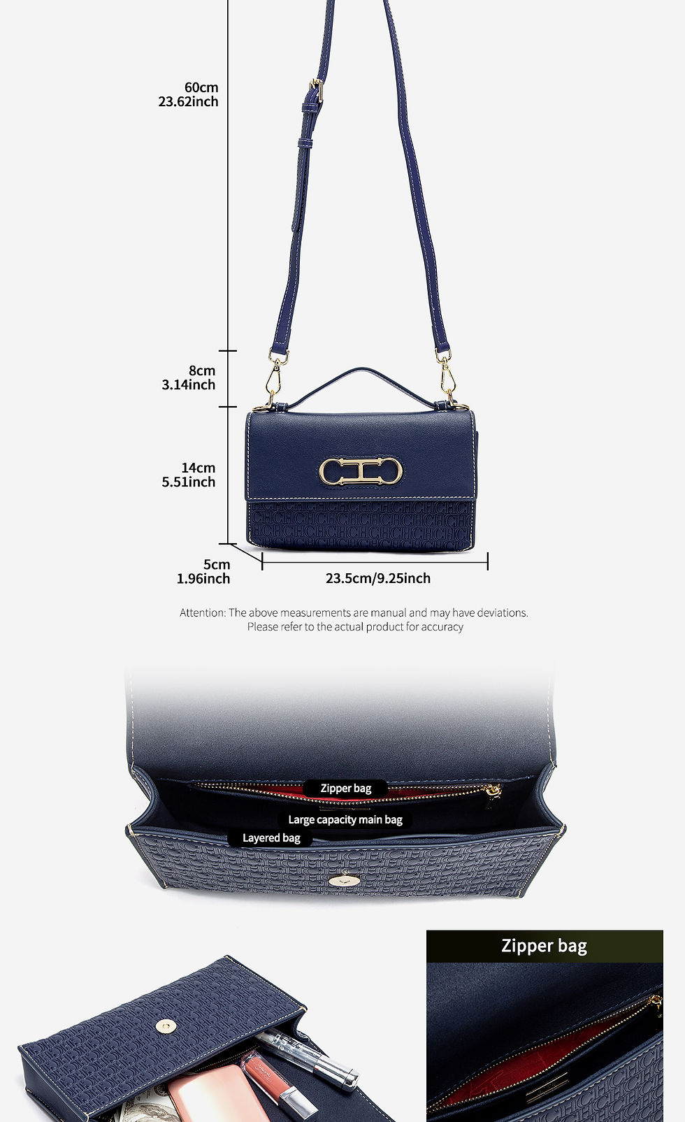 Thumbnail: CH Crossbody Bag Brand Women's Bag Letter Print Leather Compact Elegant Handbag 