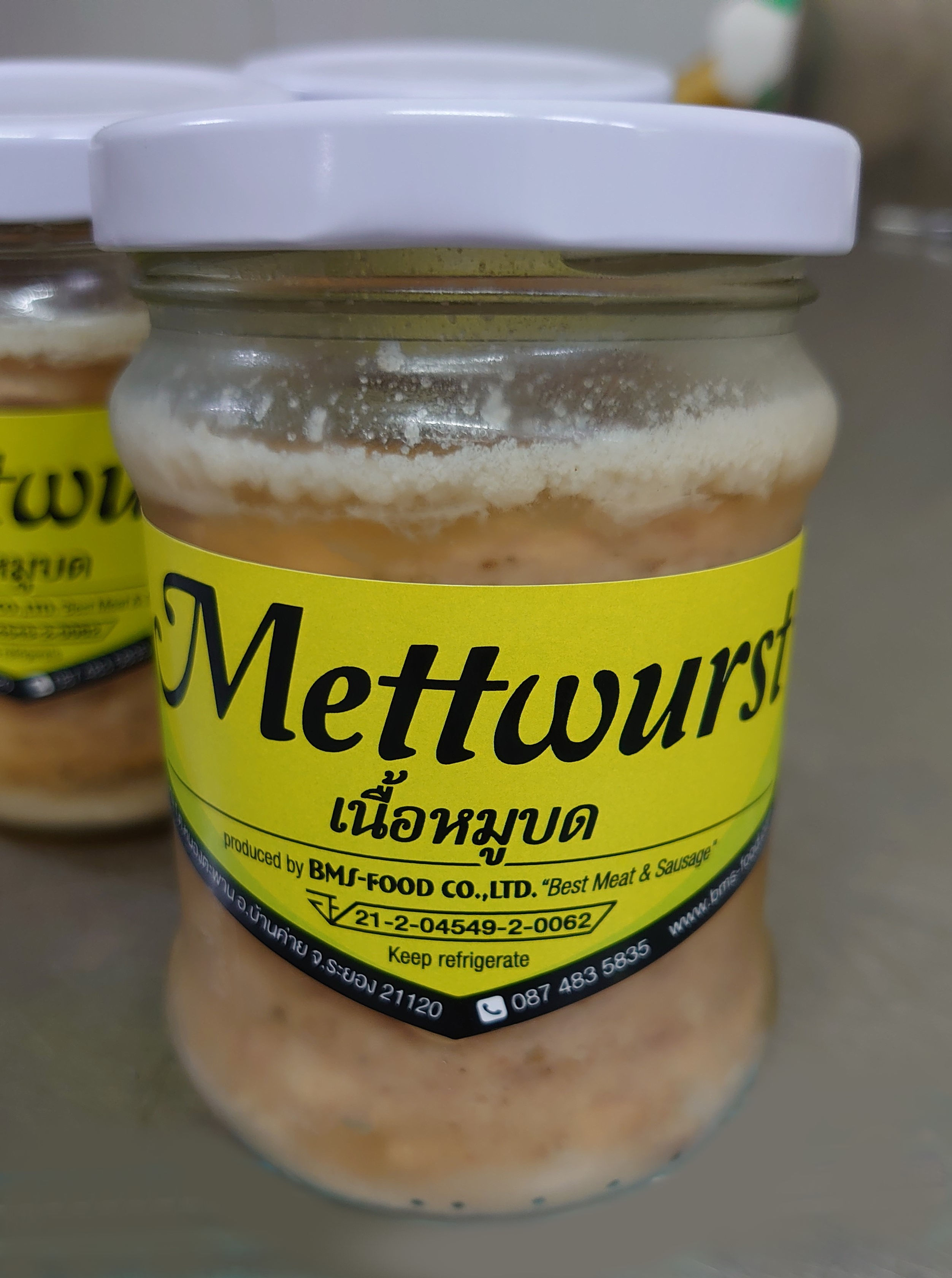 Homemade glass Mettwurst