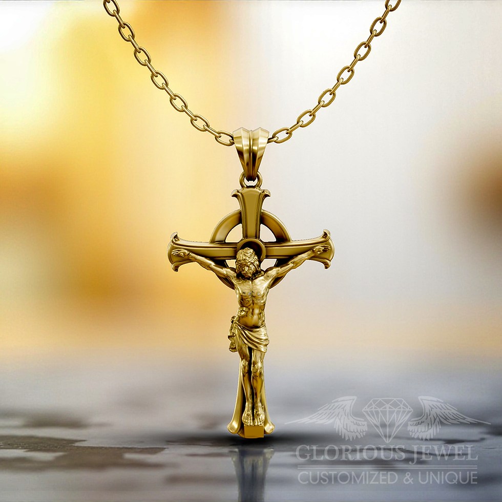 38mm Crucifix Cross Pendant: Custom Catholic INRI Jesus Necklace